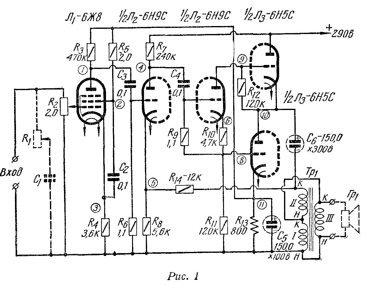 Схема лампового усилителя