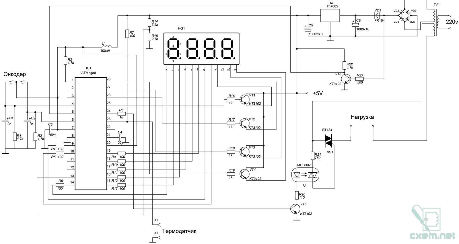 Схема регулятора температуры паяльника цифровой