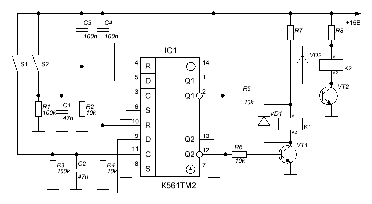 Микросхема tc4013bp схема включения